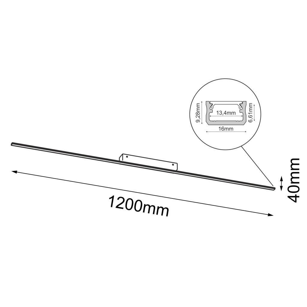 Applique lineare 120 cm LED 12W 3000K bianca Brosline