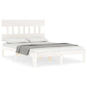 Letto matrimoniale | Letto per adulti | Giroletto senza Materasso Bianco 140x200 cm Legno Massello Pino