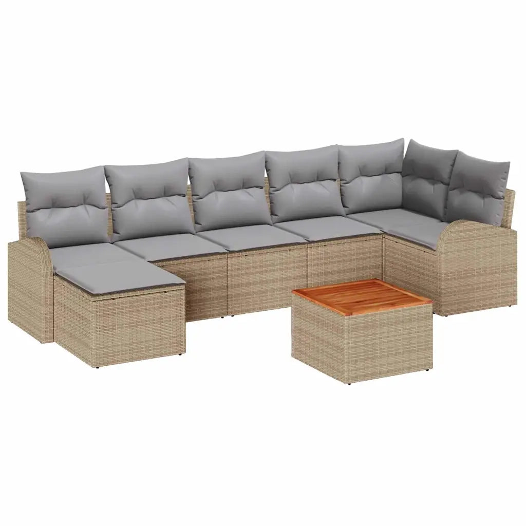 Set Divano da Giardino 8 pcs Beige e Grigio Chiaro polyrattan 3356278