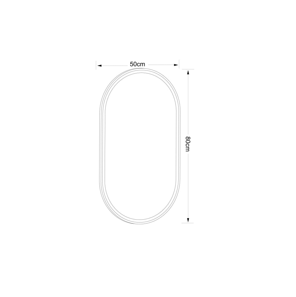 Specchio bagno ovale ULEVR 50x80 cm con LED dimmerabile, antiappannamento e cornice nera con cristalli