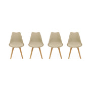 Set 4 sedie scandinave imbottite con gambe in legno , cappuccino