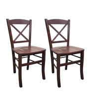 Set 2 sedie croce legno tinta noce seduta legno (760) - Mobili 2G