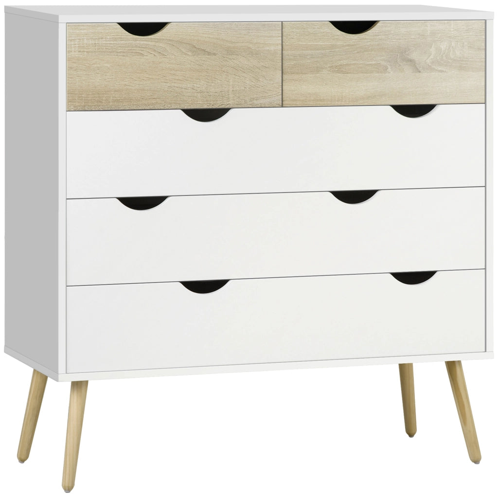 Cassettiera con 5 Cassetti ¨C Xylo ¨C Legno Bianco e Rovere 99x39x101 cm
