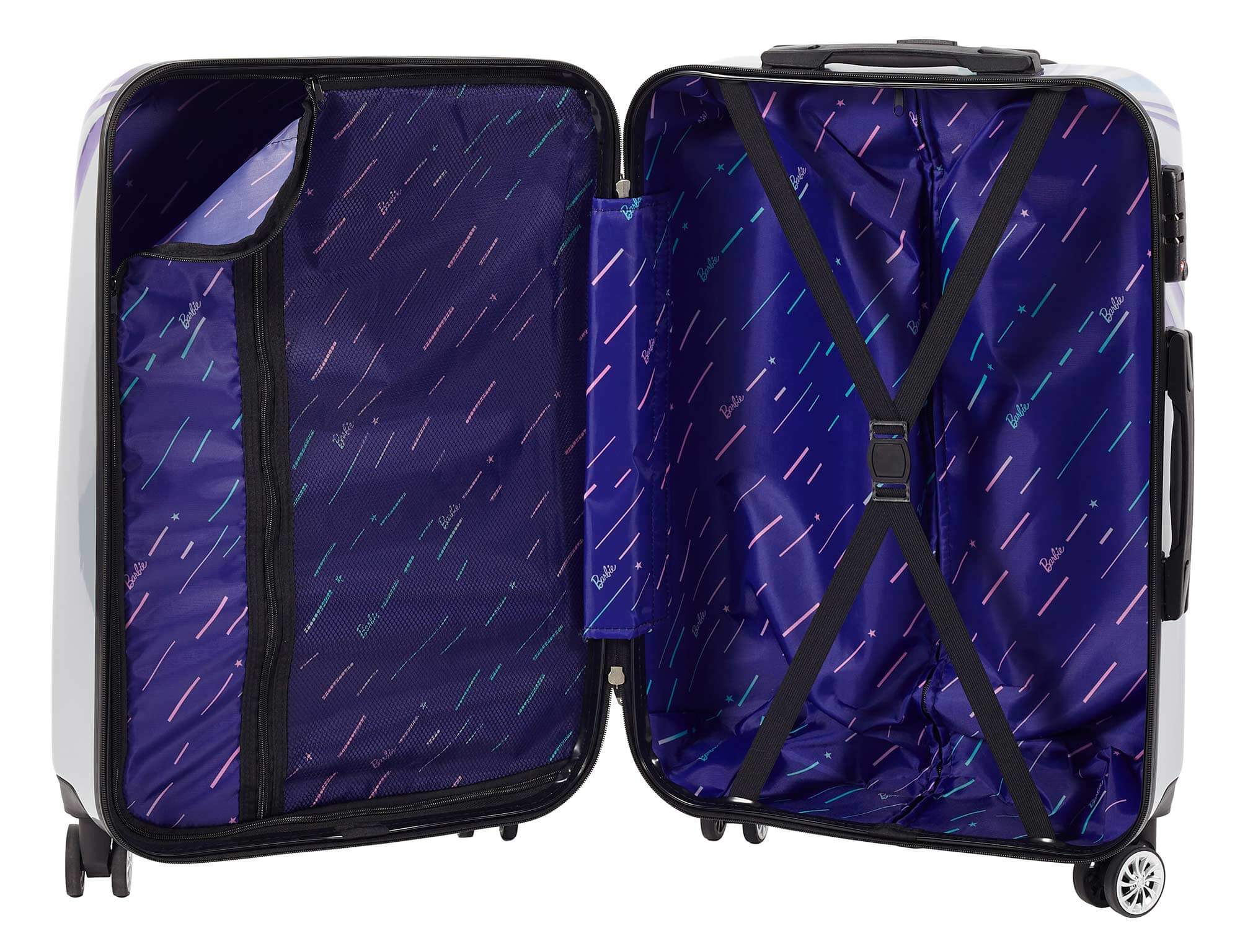 Trolley Valigia Bagaglio a Mano Rigido in ABS 4 Ruote TSA Barbie Adult Nero