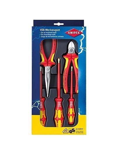 KNIPEX 00 20 13 Assortimento di utensili VDE 5 pezzi con pinze cromate e giraviti WERA 1000V colore Nero