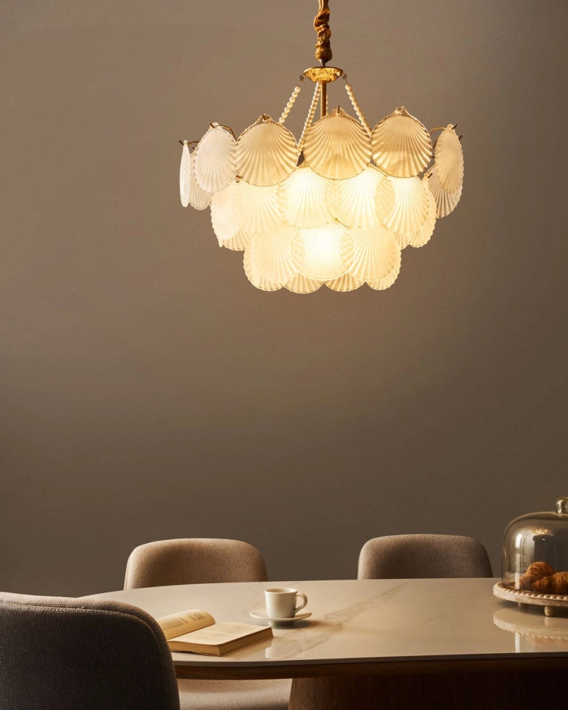 Lampadario vetro e ottone Lampada a sospensione Cristalli Stile Glamour