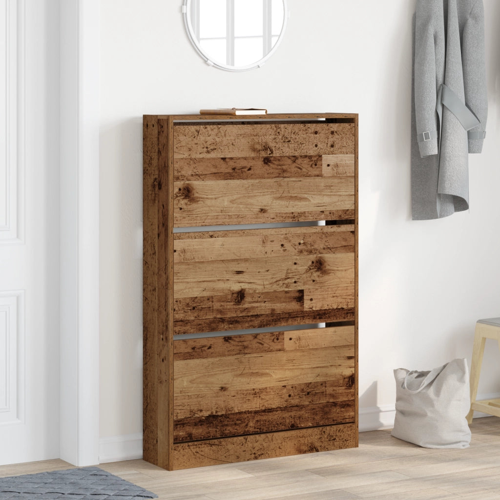 Armadio per scarpe in legno vecchio 80x21x125,5 cm in legno ingegnerizzato