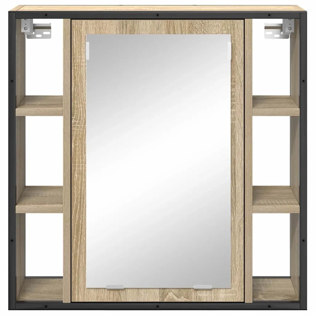 Mobiletto per specchio con porta-Armadietto a Specchio da Bagno Rovere Sonoma 60 x 16 x 60 cm