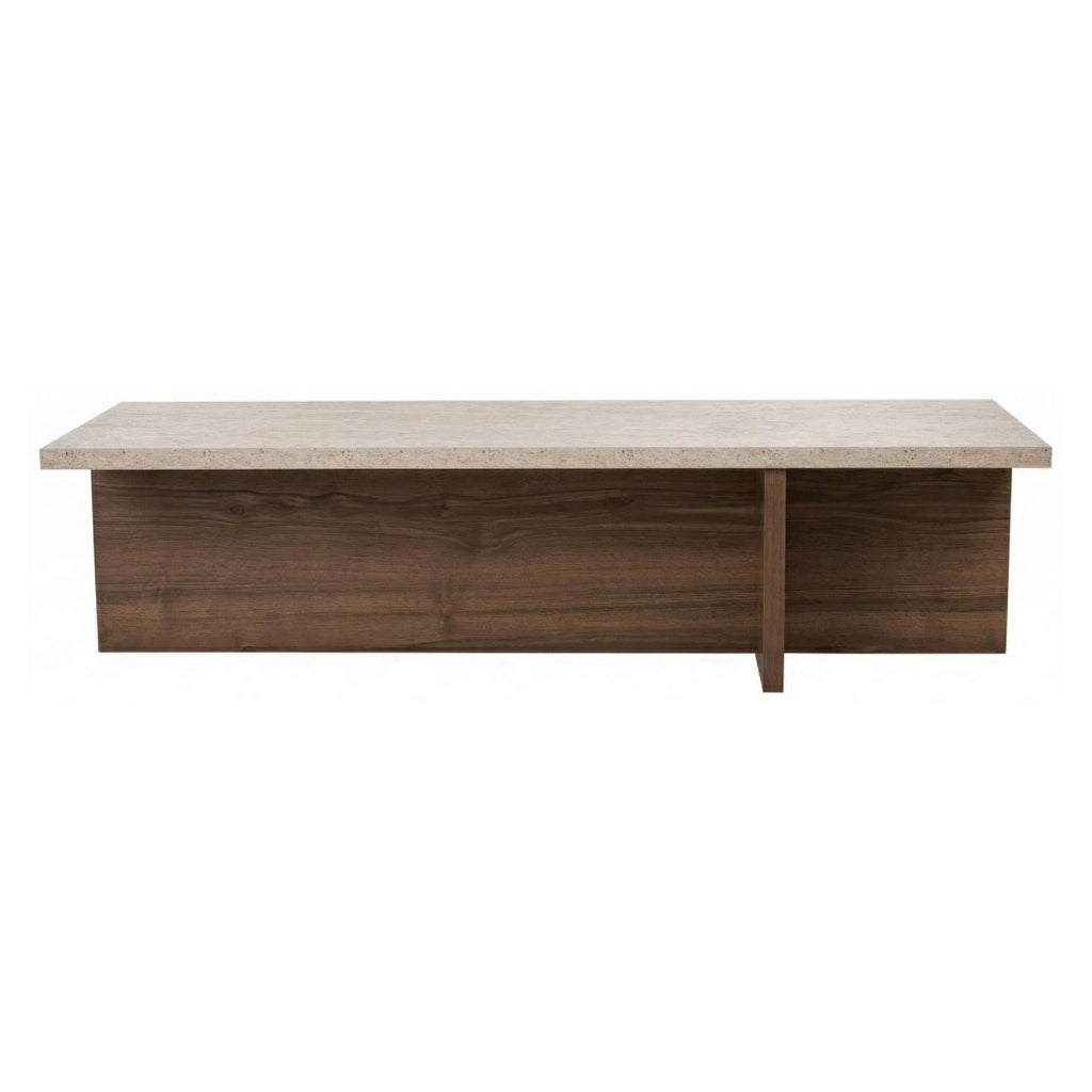Marmorito, Tavolino da Salotto Forma Rettangolare, 120x45x30h cm Marrone Noce