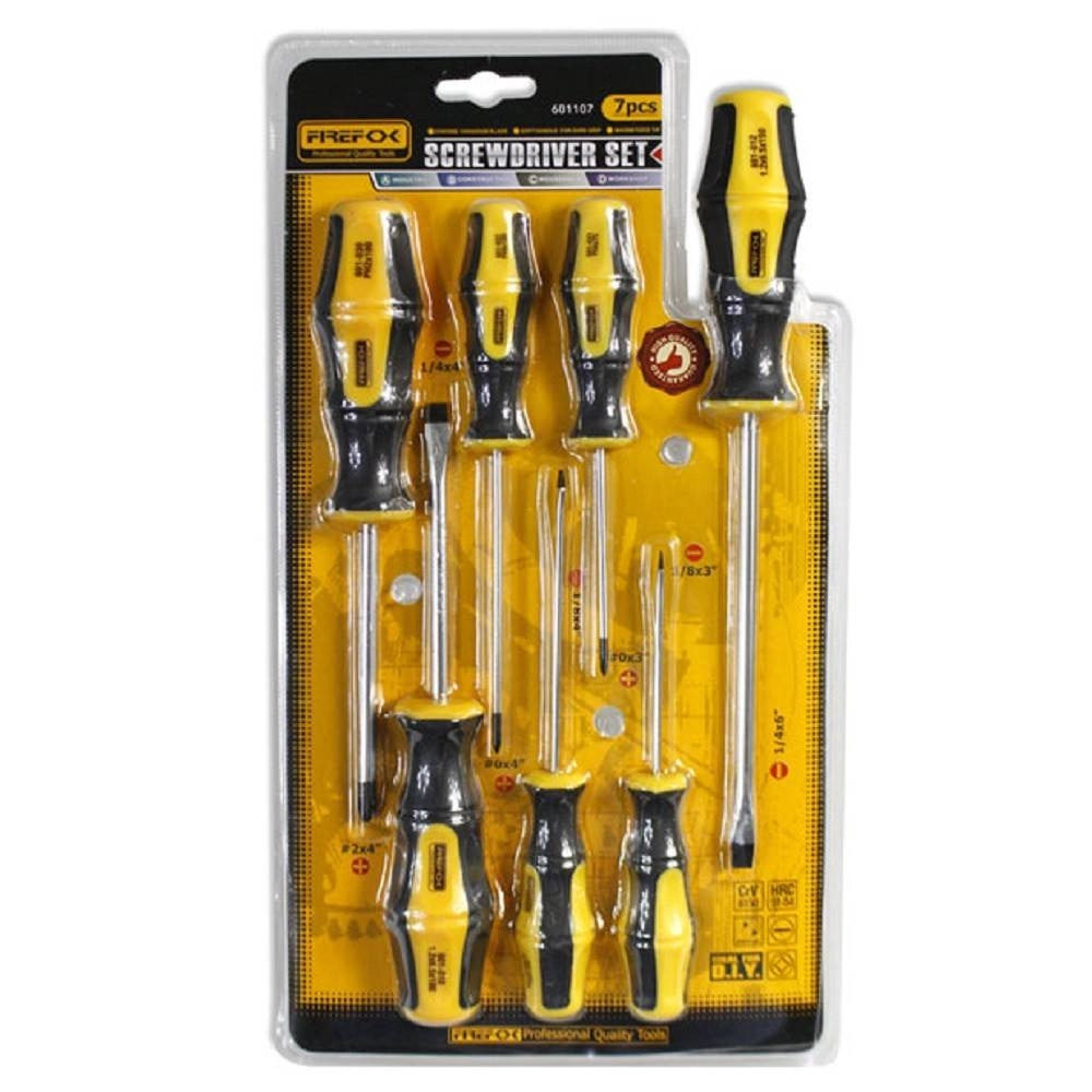 Trade Shop - Cacciaviti A Taglio Phillips 7 Pz In Cromo Vanadio Giraviti Con Punta Magnetica -