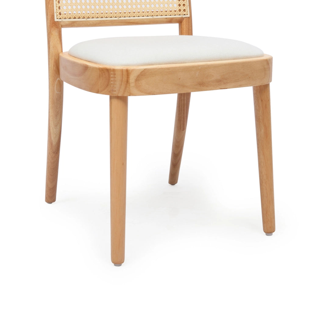 Set di 2 sedie da pranzo in legno massello e rattan
