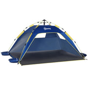 Tenda da Spiaggia Pop Up 2 Persone ¨C zephmum ¨C Blu Giallo 220x173x120 cm