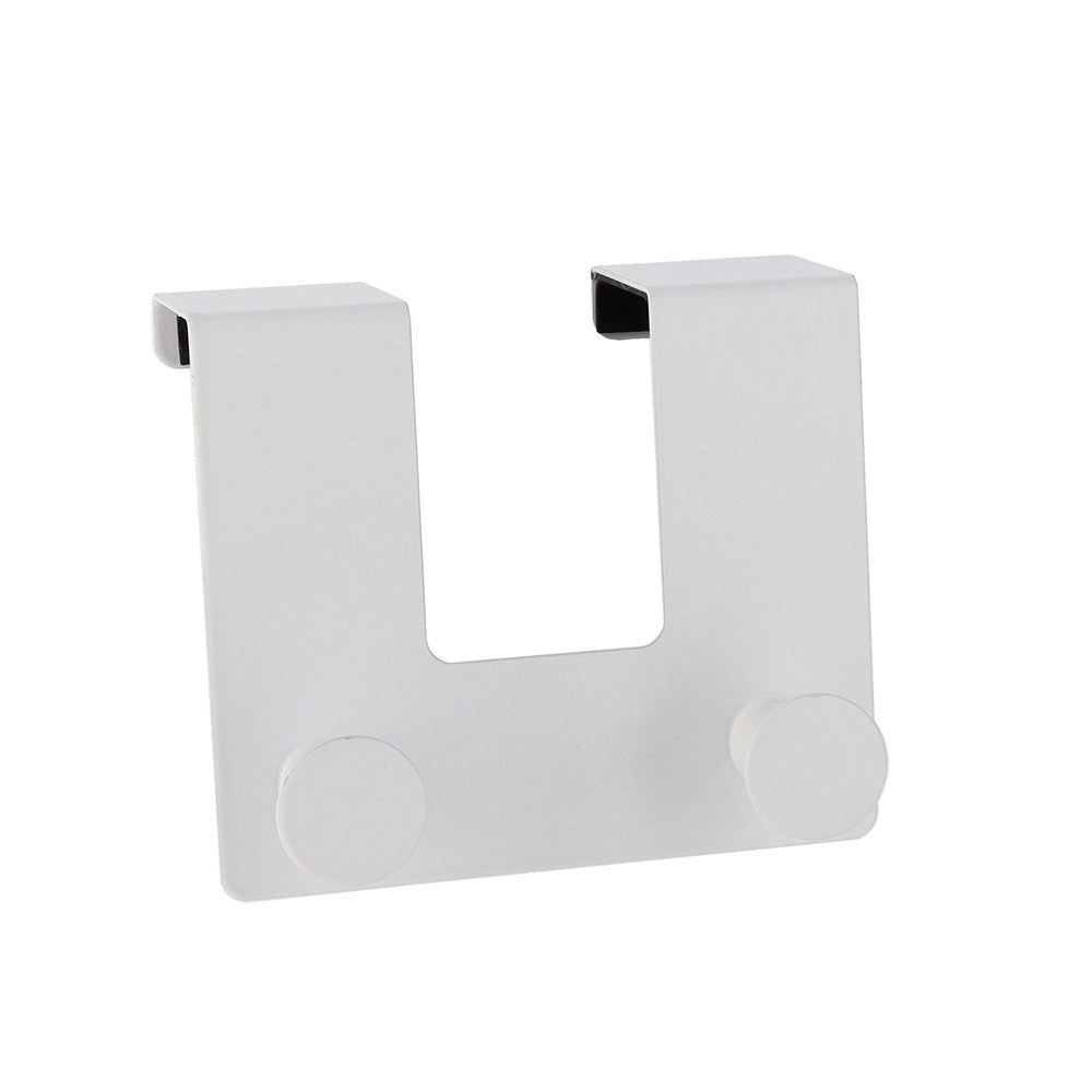 Trade Shop - Appendiabiti Da Porta Con 2 Ganci 12.5x11.5 Cm Bianco Asciugamani Vestiti 87779 -