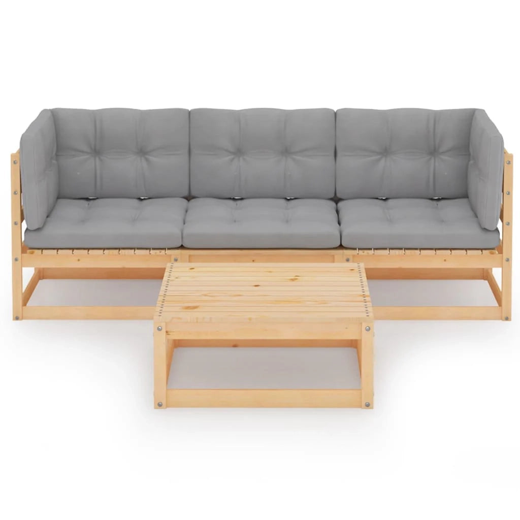 Set di mobili da giardino mobili da esterno 4 pezzi con cuscini legno massello di pino 02_0016112