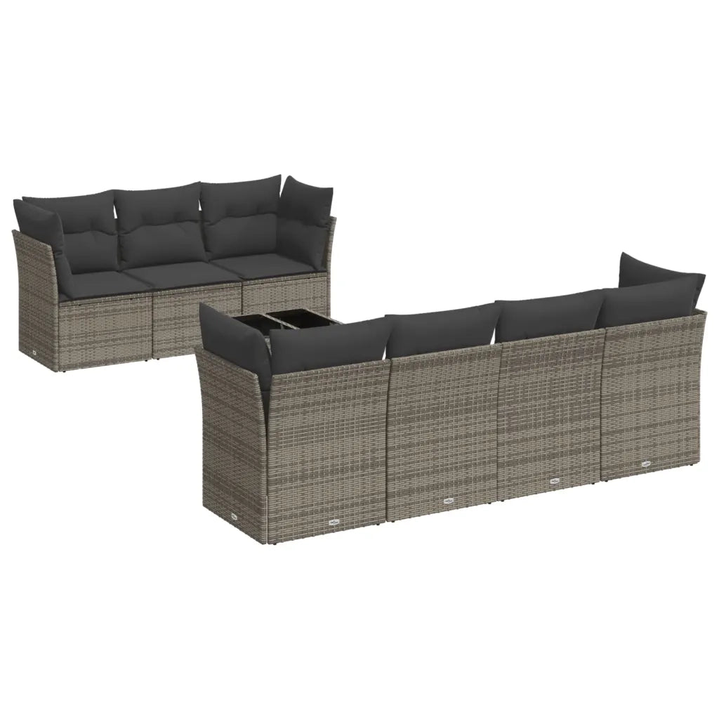 Set Divano da Giardino 8 pz con Cuscini Grigio in Polyrattancod mxl 89297