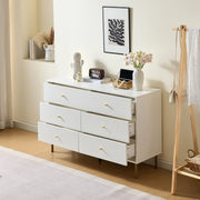 OKWISH Cassettiera Moderna con 6 Cassetti, Maniglie in Lega di Zinco e Gambe in Acciaio, per Camera, MDF, 120 x 40 x 78 cm