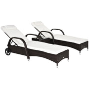 Set da giardino con 2 sdraio e tavolino ¨C zephmum ¨C polyrattan marrone e crema