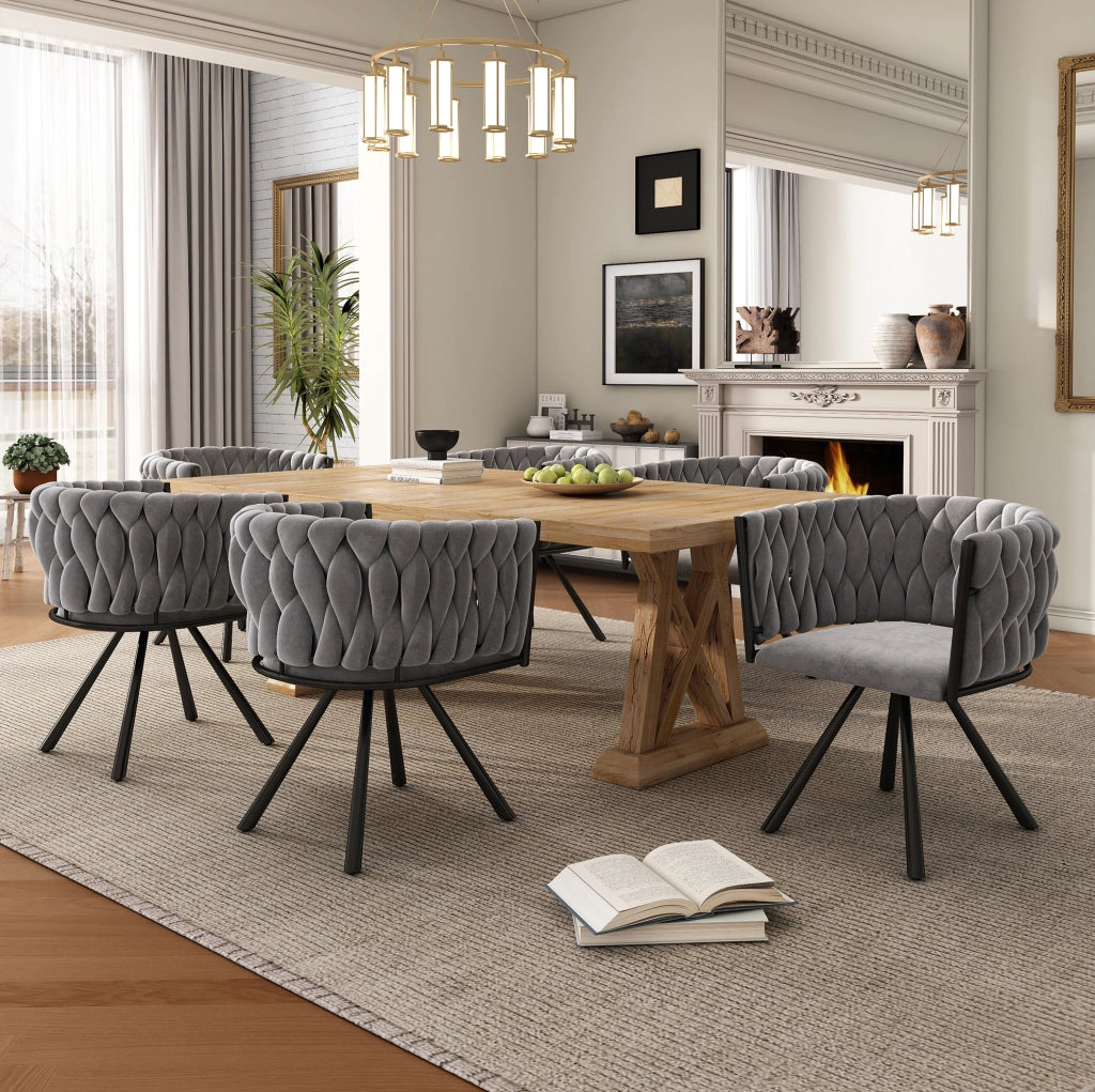 Set di 2 sedie girevoli 360° in velluto grigio