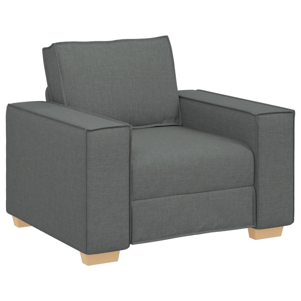 Set di divani a 3 pezzi con cuscini in tessuto grigio scuro
