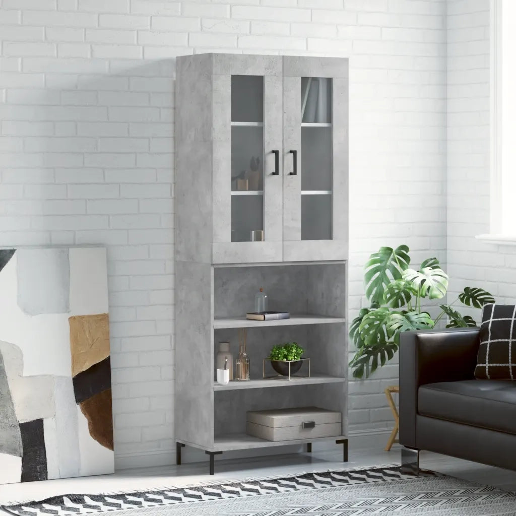 Credenza-Buffet-Armadio da cucina Grigio Cemento 69,5x34x180 cm in Legno Multistrato 521897