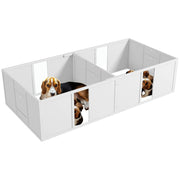 Casetta per Cuccioli Divisibile 2 Spazi Finestra Acrilica ¨C Zephmum ¨C 196x96x48 Bianco