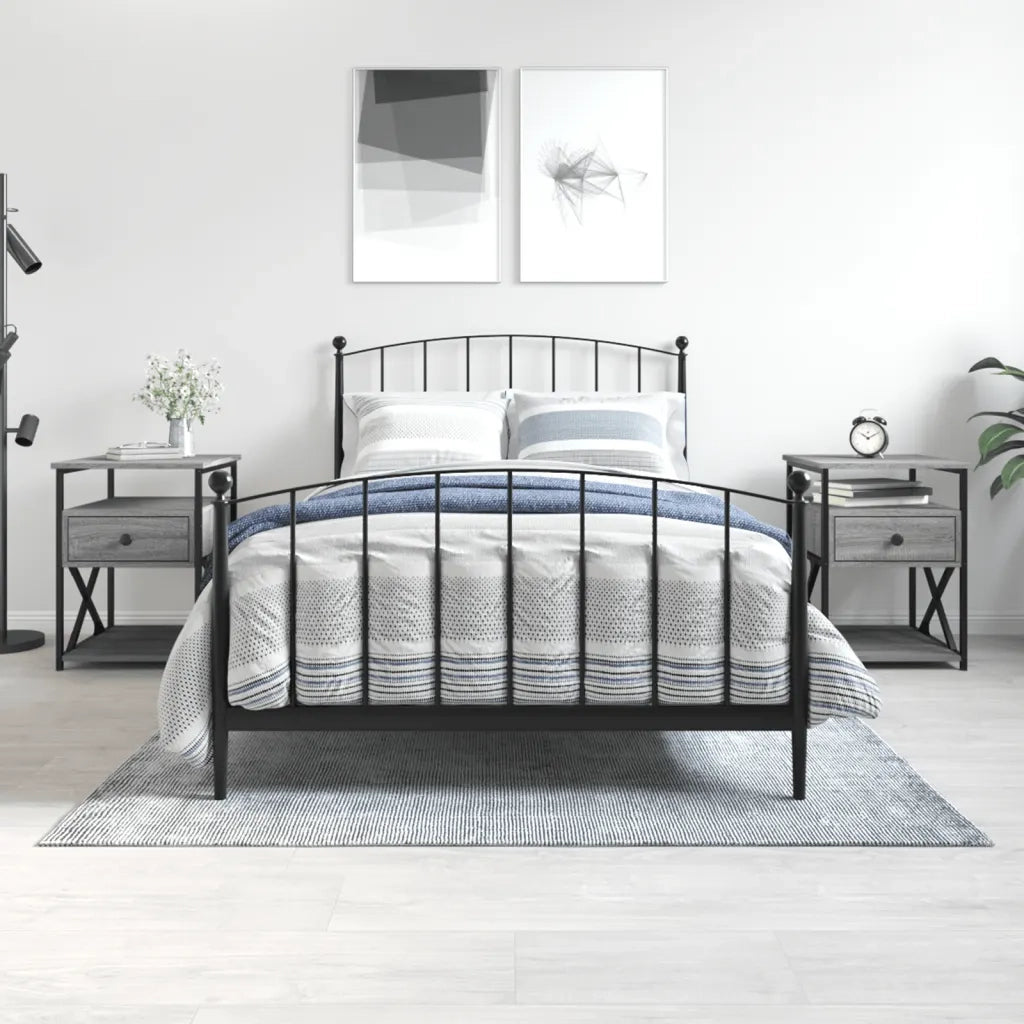 Comodini 2 pz-Set di 2 Tavolino da notte Grigio Sonoma 40x42x55 cm in Legno Multistrato