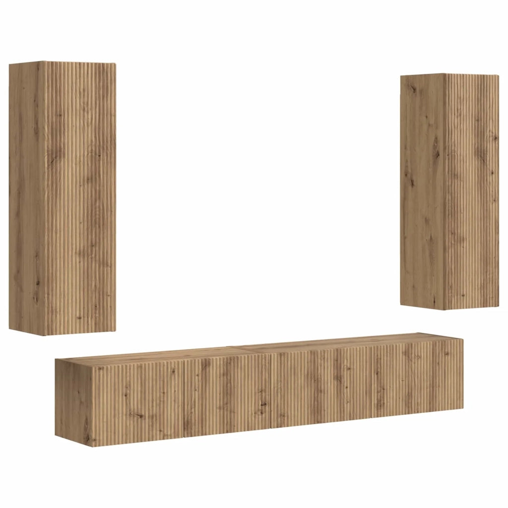 Set mobile TV 3 pcs Rovere artigianale Legno multistrato 3408987