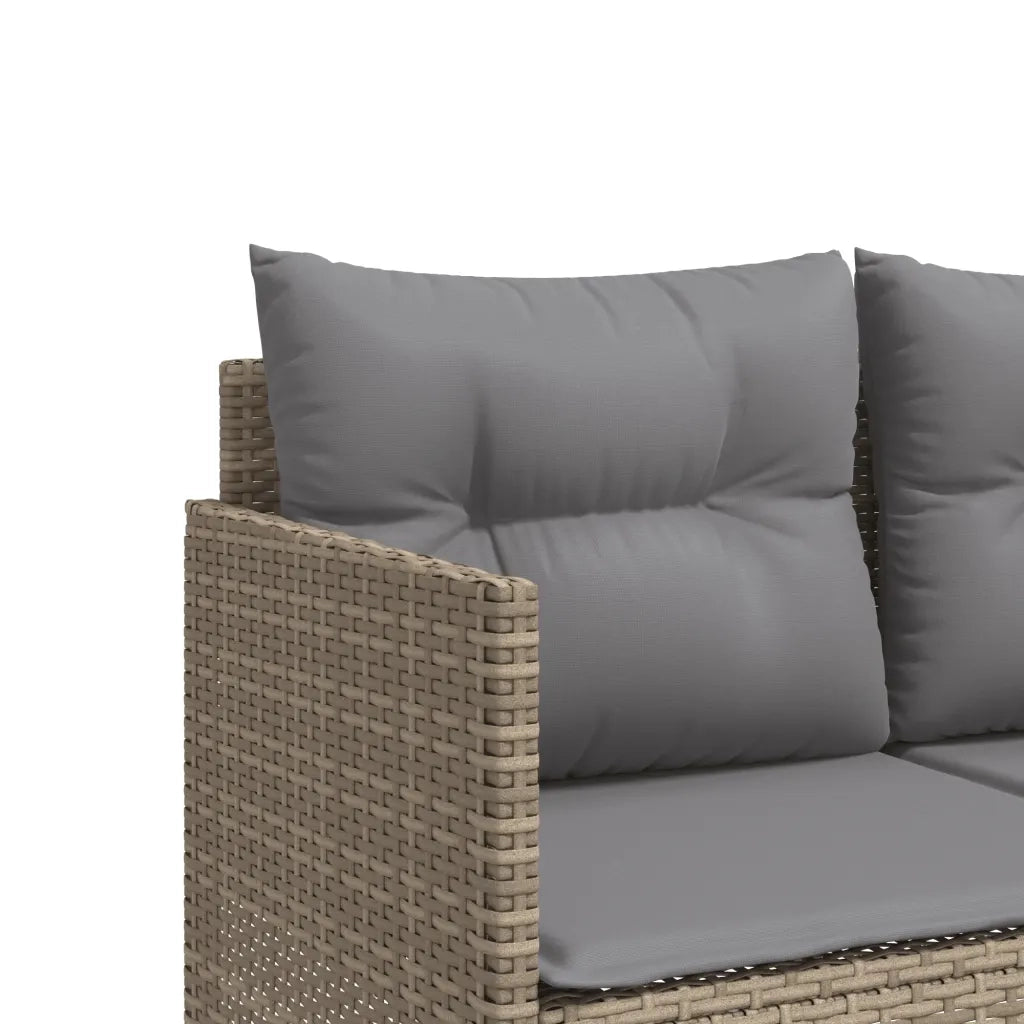 Lettino Prendisole con Cuscini Beige in Polyrattan 368329