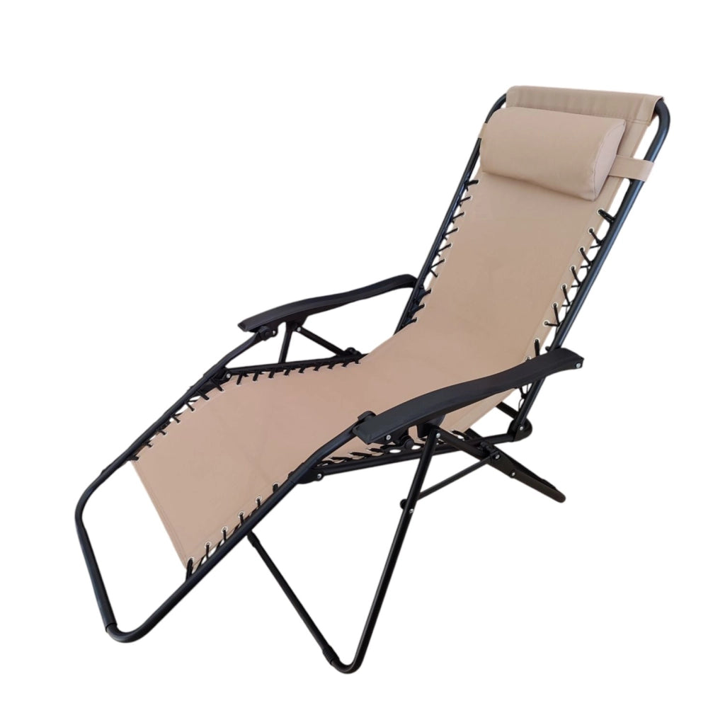 FERCASA SEDIA SDRAIO GREEK IN ACCIAIO PIEGHEVOLE RECLINABILE REGOLABILE ECRU' 94X65X113