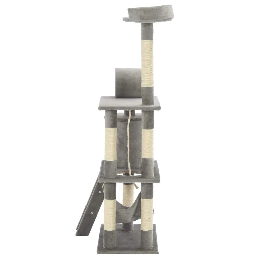 Tiragraffi albero per gatti cuccia per gatti giocattolo peluche sisal 140 cm grigio 3702125