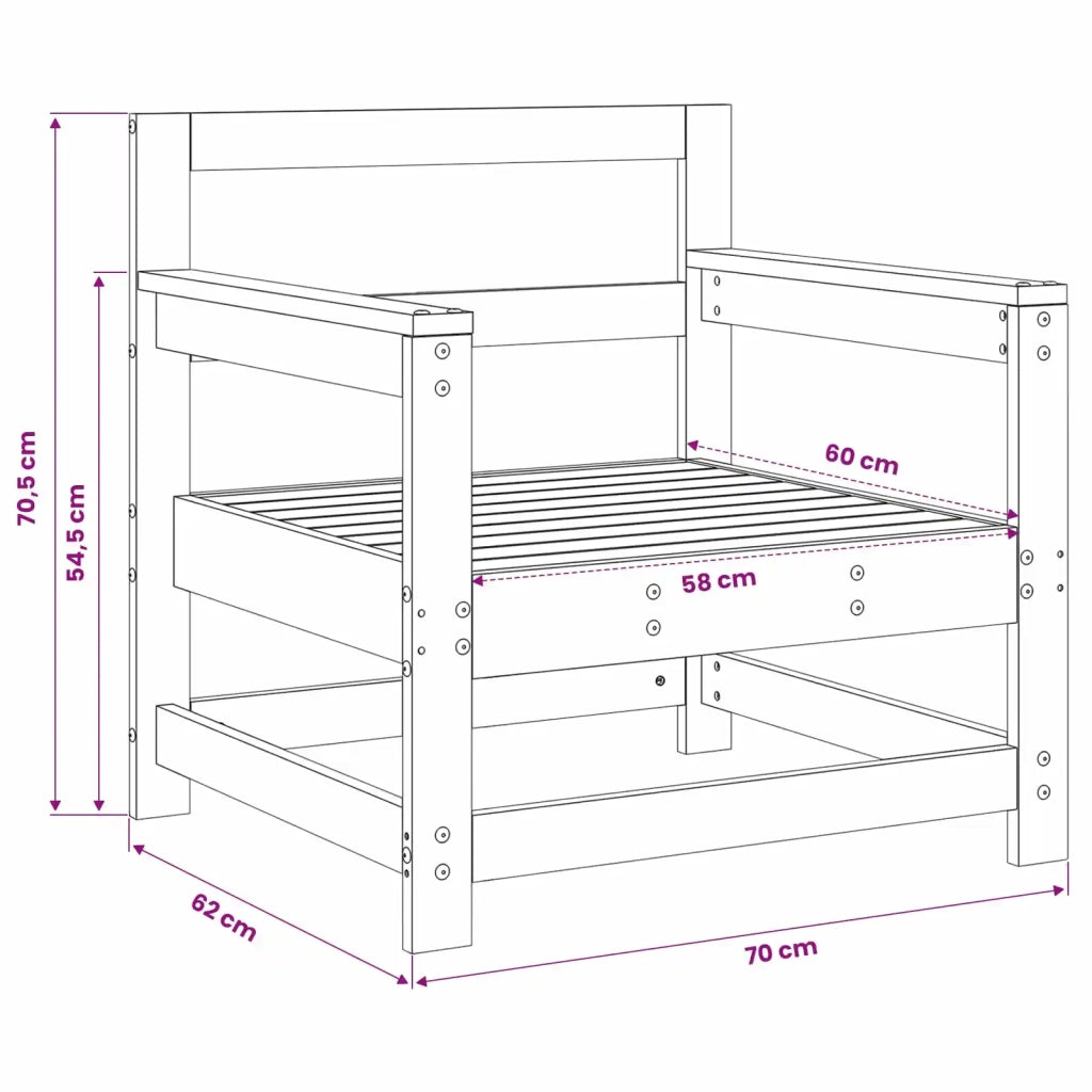 Sedia da patio-Sedie da Giardino 2 pz Marrone Ambra in Legno Massello di Pino 329279