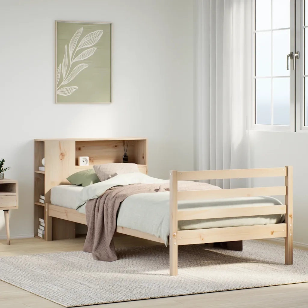 Giroletto con Libreria senza Materasso-Struttura Letto con contenitore 75x190 cm in Legno Pino 803574