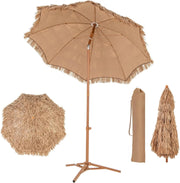 Ombrellone in stile hawaiano, 218 cm di altezza, con borsa per il trasporto e piede pieghevole, ombrellone esotico in paglia simulata di riso pieghevole per giardino, balcone, senza Base