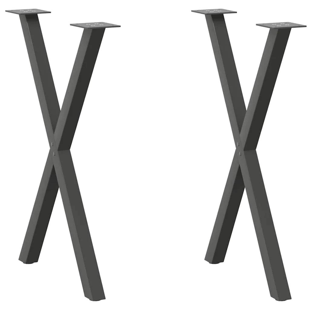 Set di 2 gambe per tavolo a forma di X dal design moderno 50 x 73 cm adatte per sala da pranzo o scrivania acciaio antracite 02_0057183
