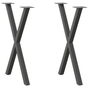 Set di 2 gambe per tavolo a forma di X dal design moderno 50 x 73 cm adatte per sala da pranzo o scrivania acciaio antracite 02_0057183