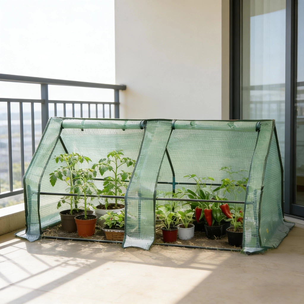 Serra a tunnel con finestre avvolgibili e copertura impermeabile in PE struttura in acciaio verde 180 × 90 × 90 cm