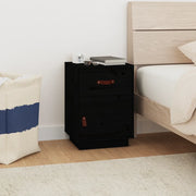 Comodino-Tavolino da notte Nero 40x34x55 cm in Legno Massello di Pino 760923