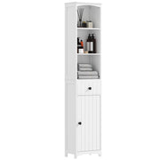 Armadietto da Bagno con 3 Ripiani e 1 Cassetto ¨C zephmum ¨C MDF Bianco 60x30x