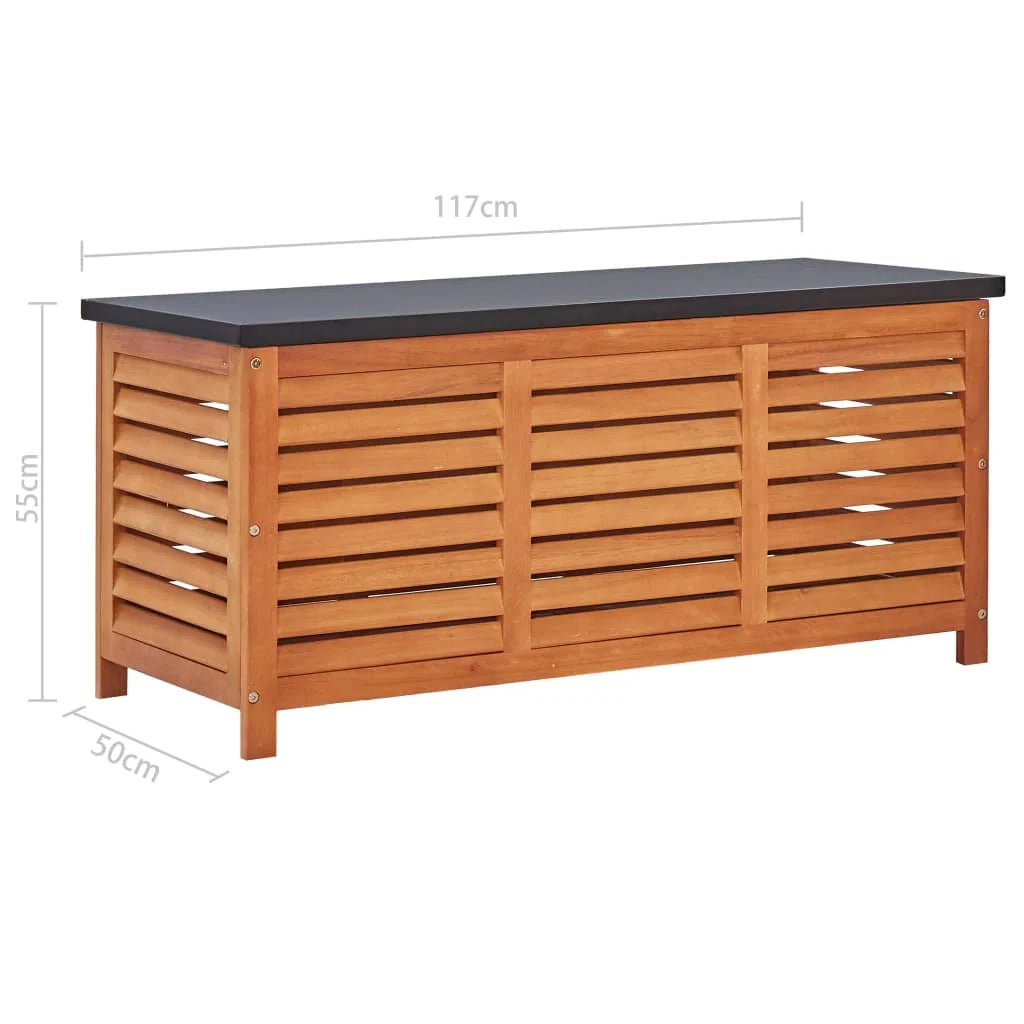 Baule portaoggetti da giardino 117 x 50 x 55 cm eucalipto massiccio marrone e nero 02_0013002