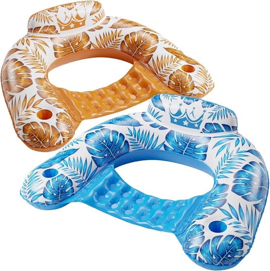 Set di due sedie da bagno gonfiabili, sedie da giardino con contenitori per bicchieri, accessori da festa, dimensione L per adulti