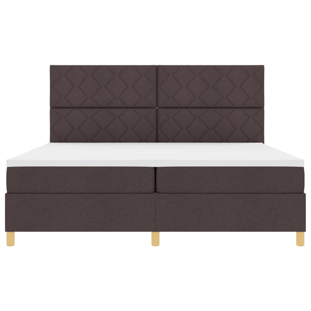 Letto Box Spring con Materasso & LED Marrone Scuro 200x200 cm Tessuto