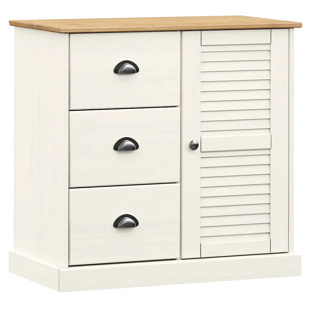 Credenza | Madia | Buffet da pranzo | Armadio da pranzo Cassetti VIGO Bianco 78x40x75 cm Legno Massello Pino