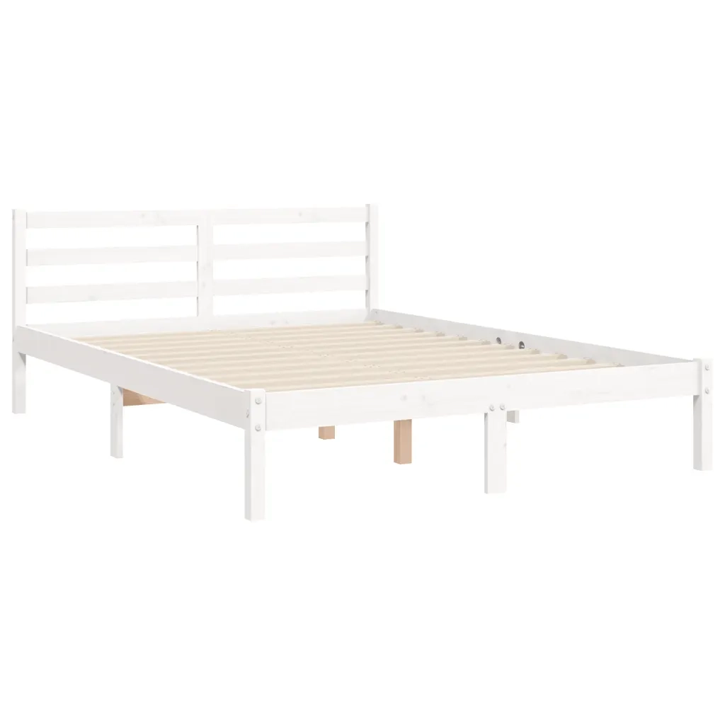 Giroletto con Testiera-Struttura Letto con testiera Bianco 120x200 cm in Legno Massello 532768