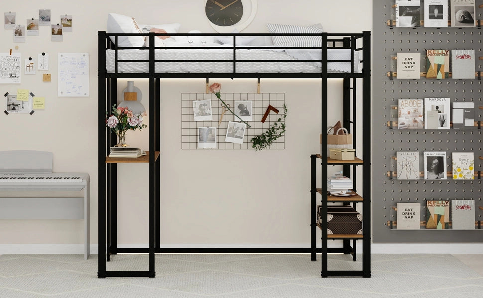 LETTO a soppalco con scrivania 90x190 cm Ferro Nero