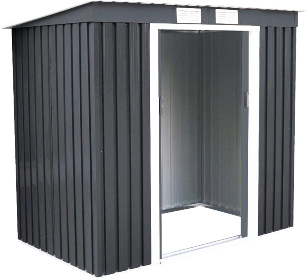 Casetta da Esterno per Attrezzi in Acciaio 2,8㎡, con Base, Porte Scorrevoli, Maniglie e Sfoghi, Capanno da Esterno per Giardino, Cortile e Fattoria, 213 x 173 x 130 cm