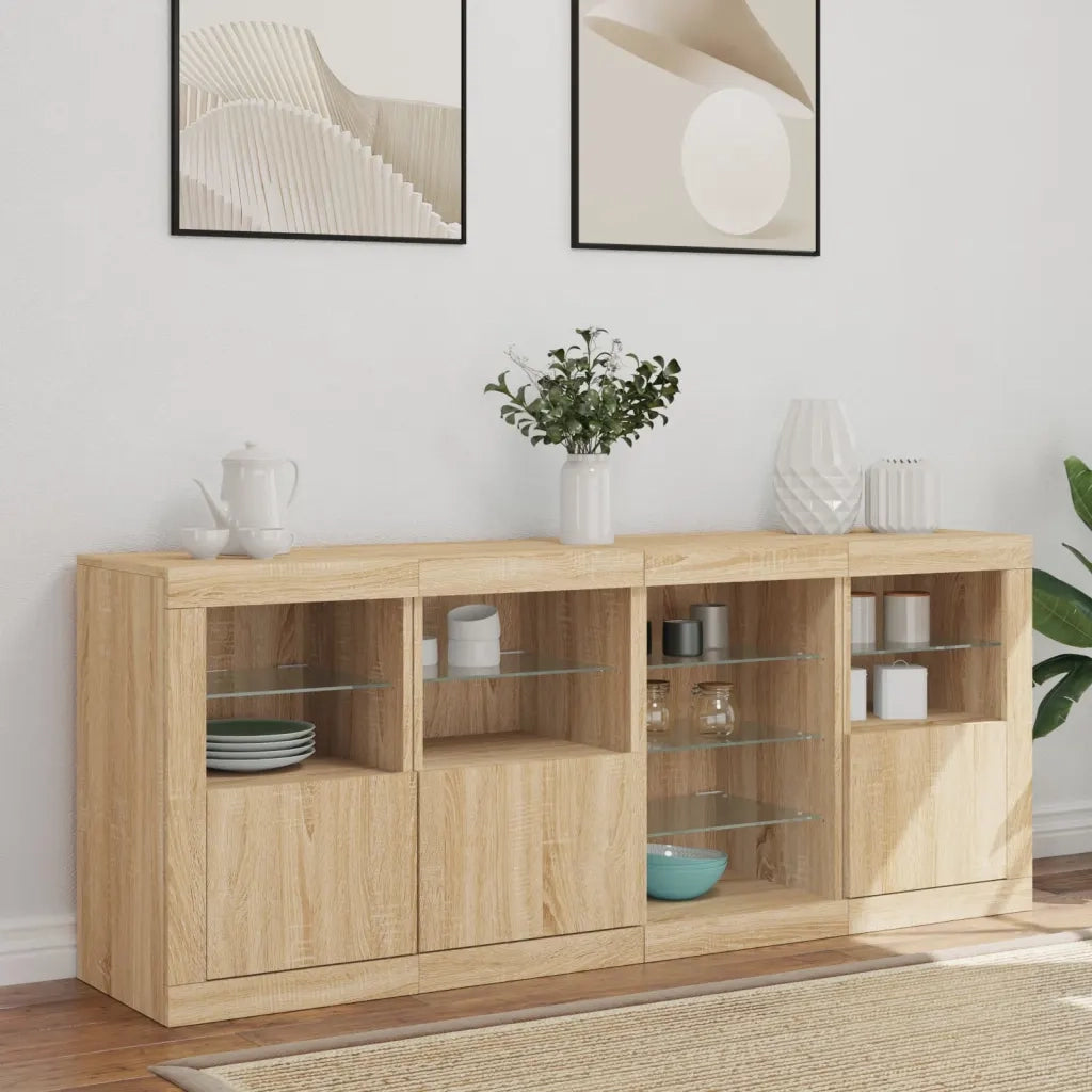 Credenza con Luci LED Rovere Sonoma 164x37x67 cm 3209053