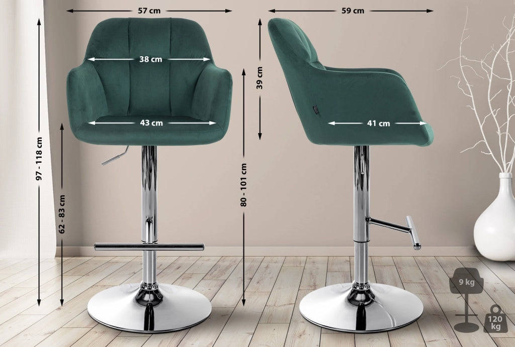 Barhocker Natoma Samt chrom