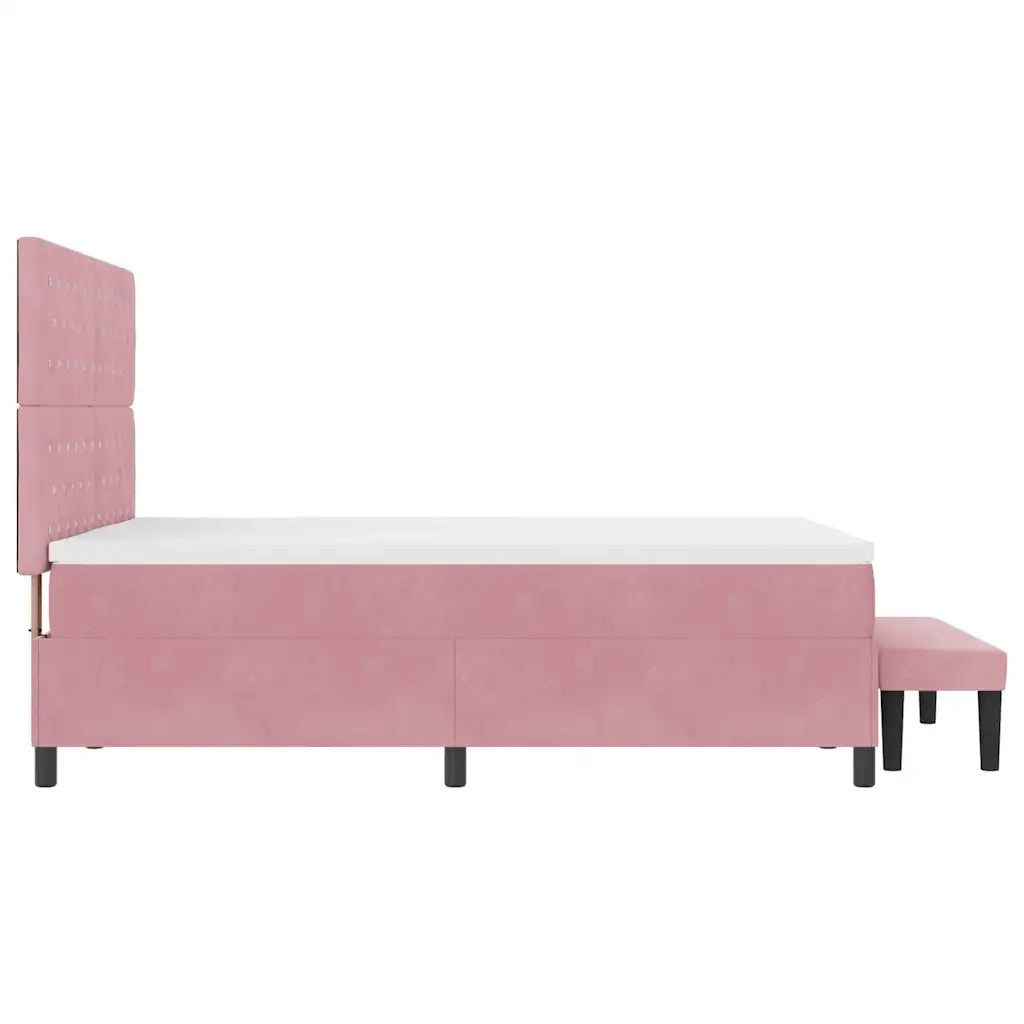 Letto a molle con testiera Rosa 200 x 140 cm Velluto 3344455