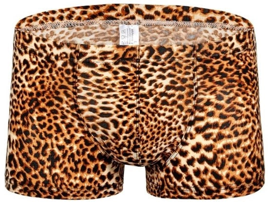 Boxer da uomo - Sottoveste sexy - Abbigliamento intimo - Nero/giallo/marrone - Boxer elastico - Regalo per amico - Disegno leopardo
