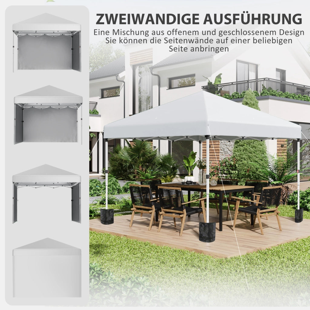 Gazebo due pareti laterali borsa da trasporto struttura in acciaio grigio chiaro 3 x 3 x 2.7 m